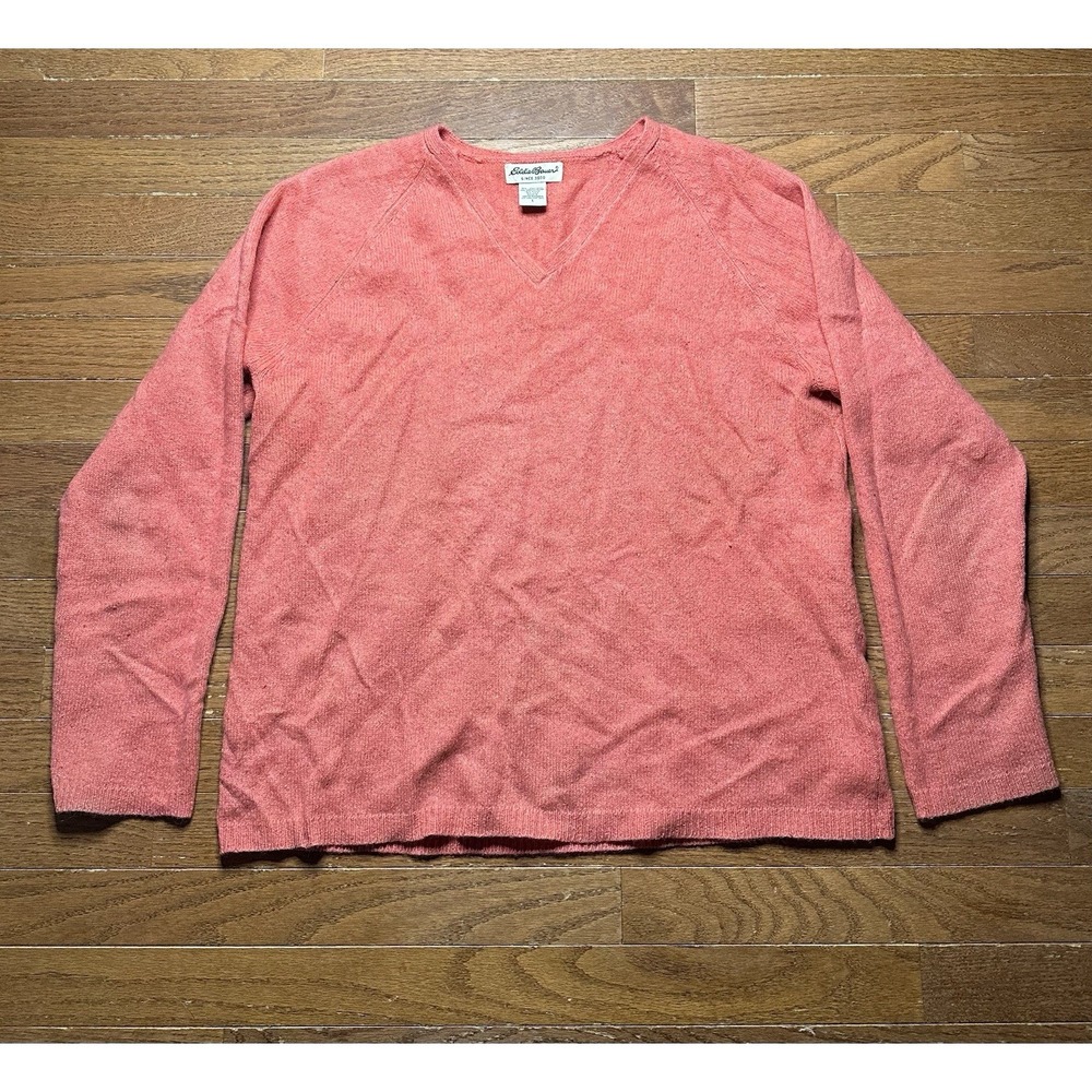 Eddie Bauer Lambswool Angora Rabbit Silk Pullover Sweater Womens Large V Neck